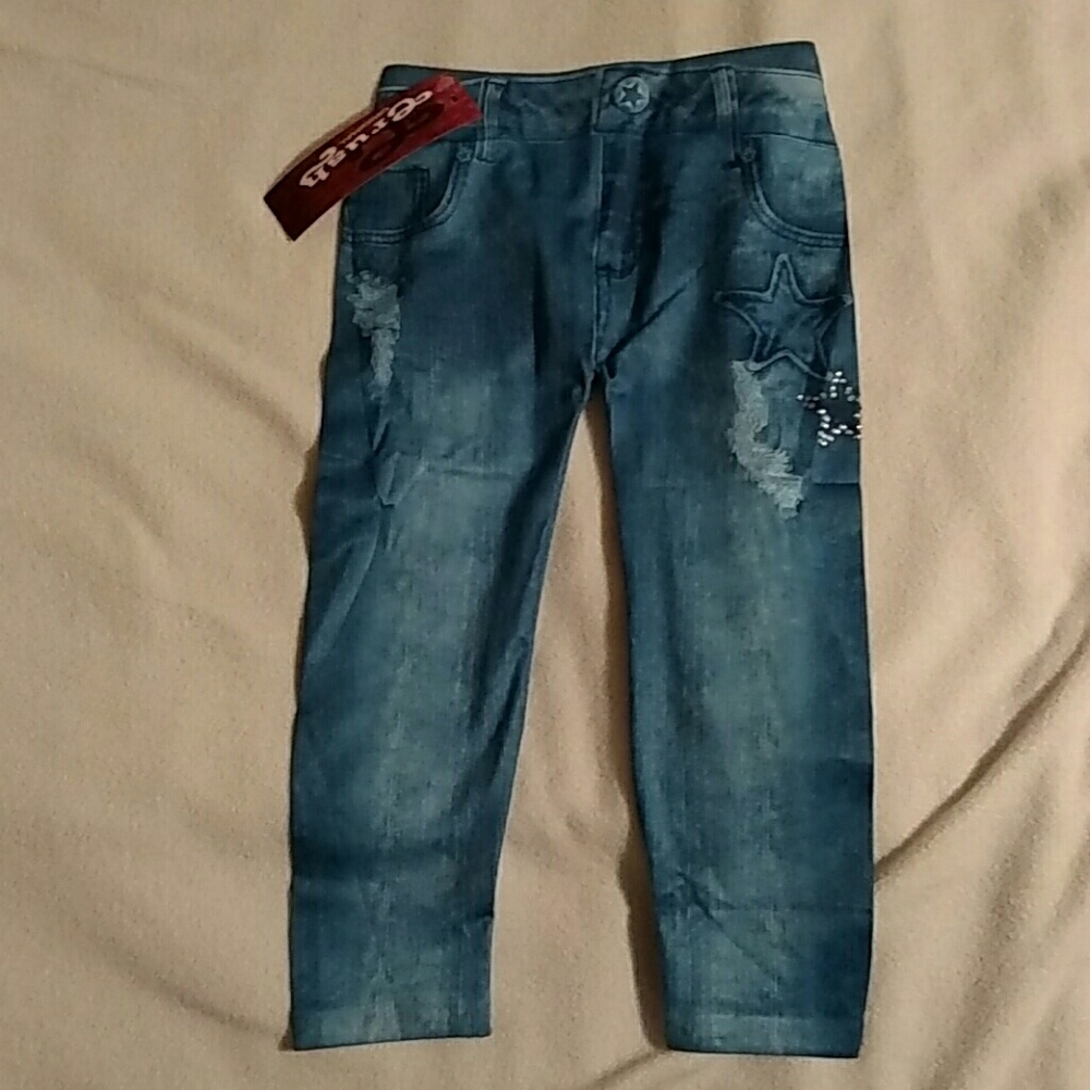 Girls size 2-4t stretchy jean print leggings NWT
